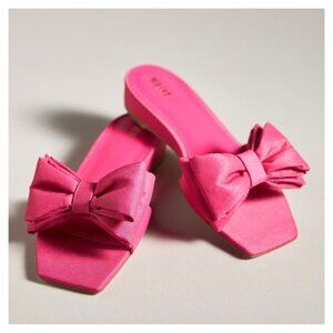 ANTHROPOLOGIE • Maeve Bow Micro Wedge Sandals in Pink